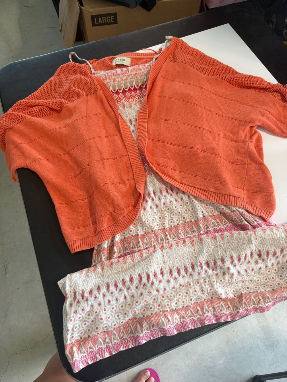 Sonoma Coral Open-Front Women's Knit Shrug - and dress size L and XL